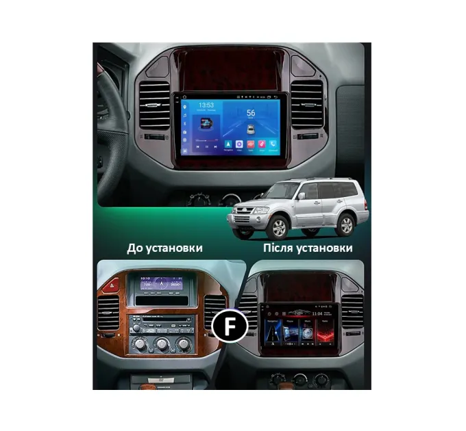 Штатна магнітола FORS.auto FS 2 ULTRA для Mitsubishi V73 Pajero (2+32Gb, 9", wooden) 2004-2011