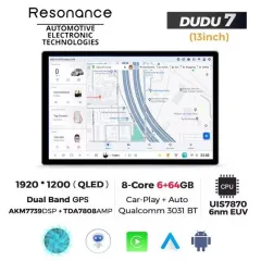 Универсальная Штатная магнитола DUDU 7 13" 6/64 Гб, 2K 1920x1200 QLED, GPS + 4G + CarPlay