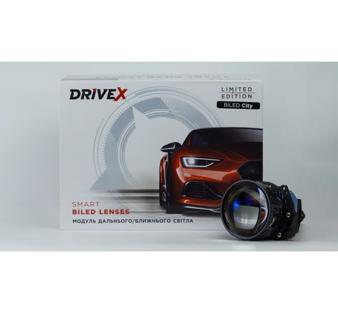 BiLED лінзи автомобільні DriveX BiLED City 3.0" 60/70W 6K 3xLED - модуль ближнього/дальнього світла
